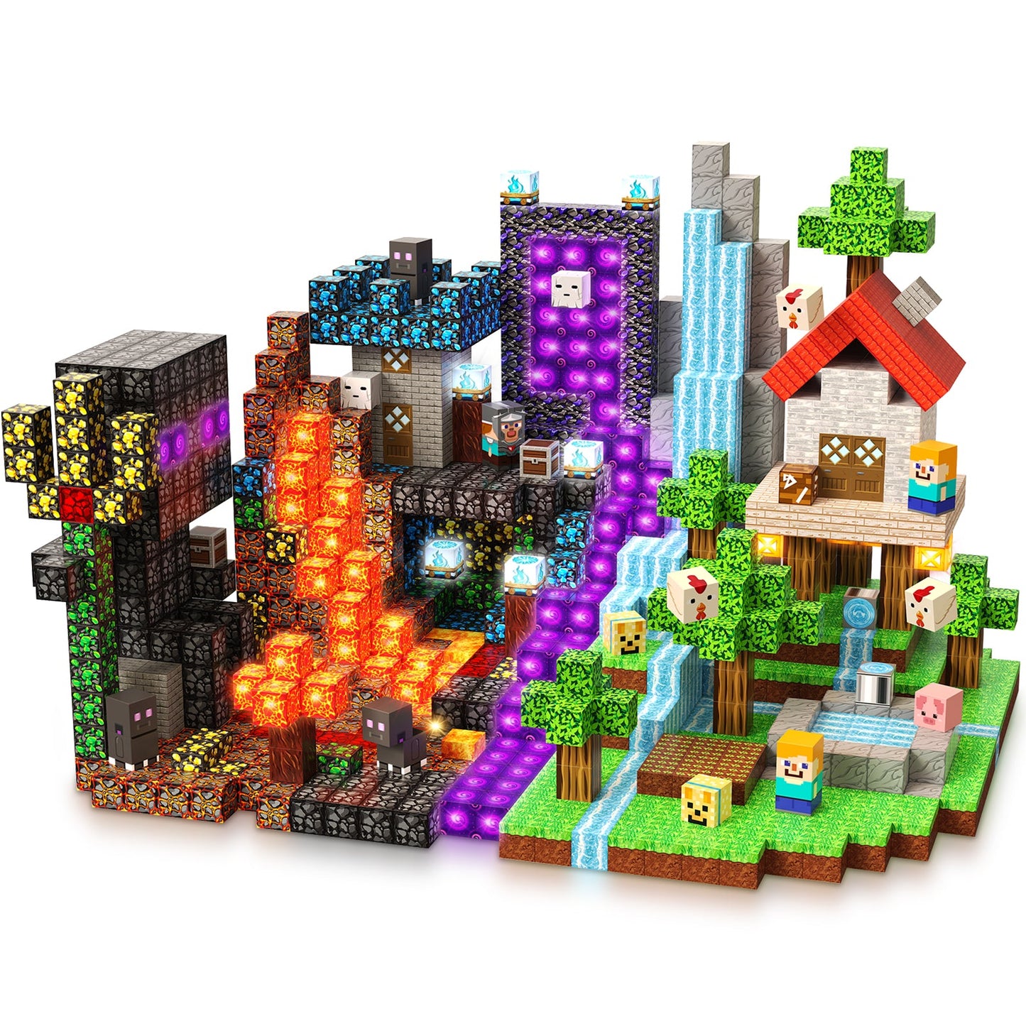 Portaal × Bos - Magnetische Bouwtegels STEM Speelgoed | 2025 Glow-collectie | 200 stuks | 2cm