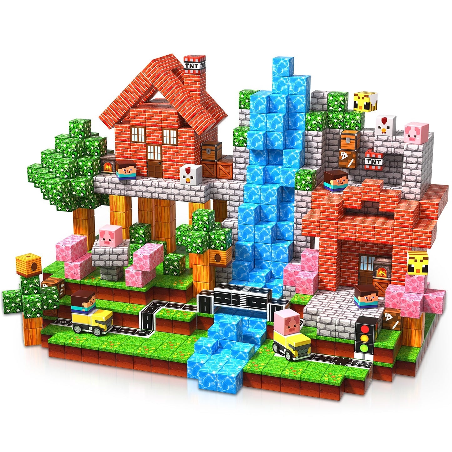 Suburb City - Magnetische Bouwtegels STEM Speelgoed | 2025 Dorpscollectie | 100–300 stuks | 2cm