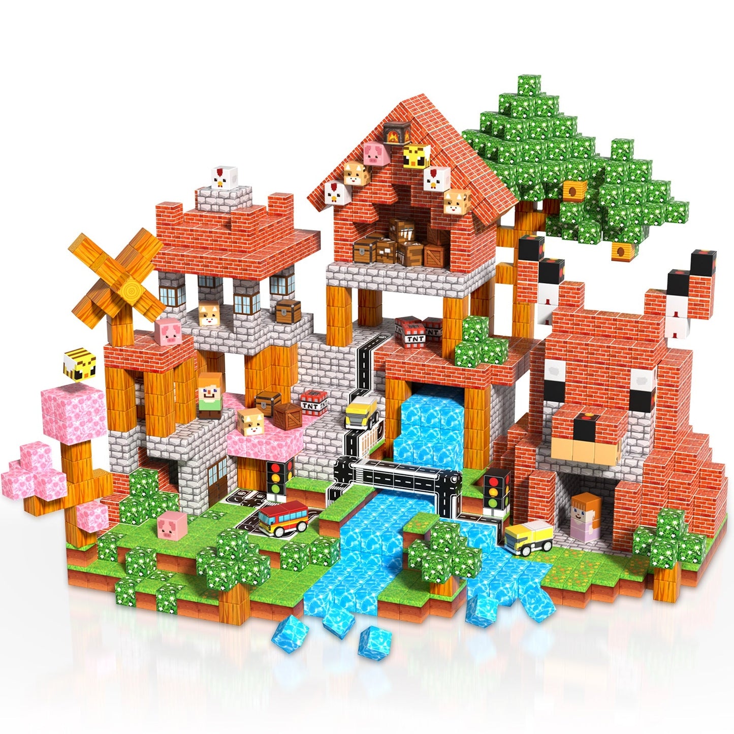 Suburb City - Magnetische Bouwtegels STEM Speelgoed | 2025 Dorpscollectie | 100–300 stuks | 2cm