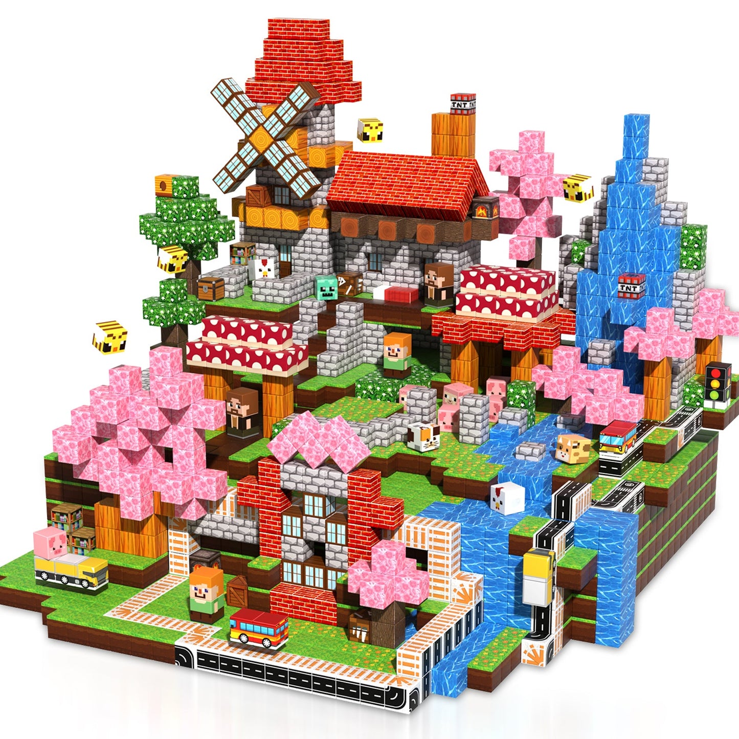 Suburb City - Magnetische Bouwtegels STEM Speelgoed | 2025 Dorpscollectie | 100–300 stuks | 2cm