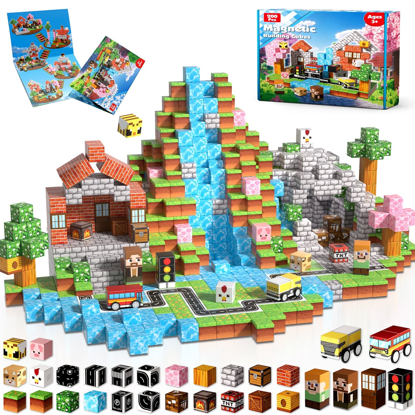 Suburb City - Magnetische Bouwtegels STEM Speelgoed | 2025 Dorpscollectie | 100–300 stuks | 2cm