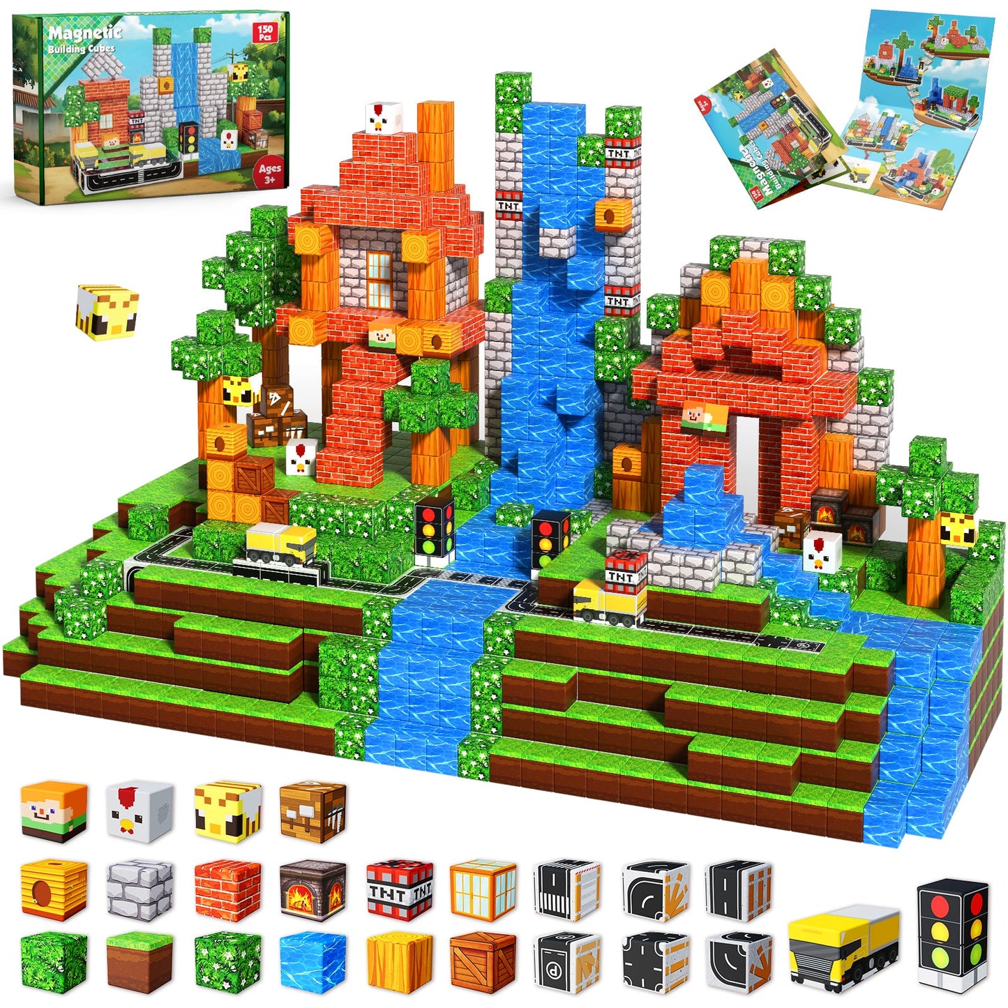 Suburb City - Magnetische Bouwtegels STEM Speelgoed | 2025 Dorpscollectie | 100–300 stuks | 2cm