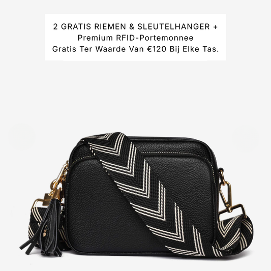 Luma | Compacte lederen crossbodytas - Zwart