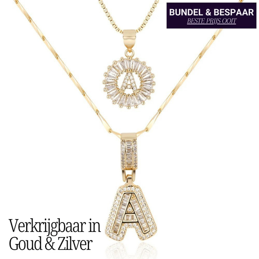 GemLetter | 14K Ketting met Diamanten Initiaal Hanger