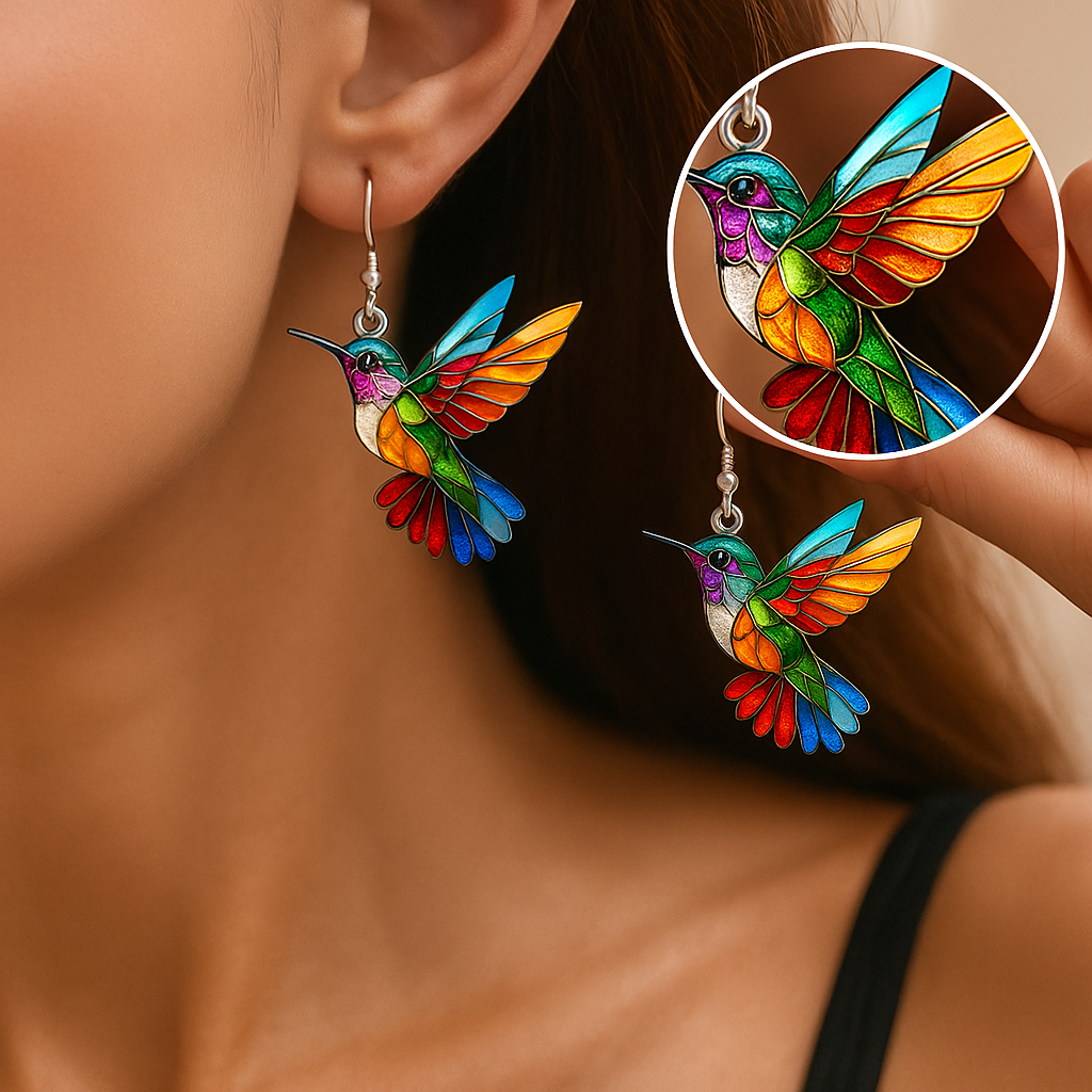 Kleurrijke Kolibrie Oorbellen – Vrolijke Dangle Sieraden met Vliegende Vogel
