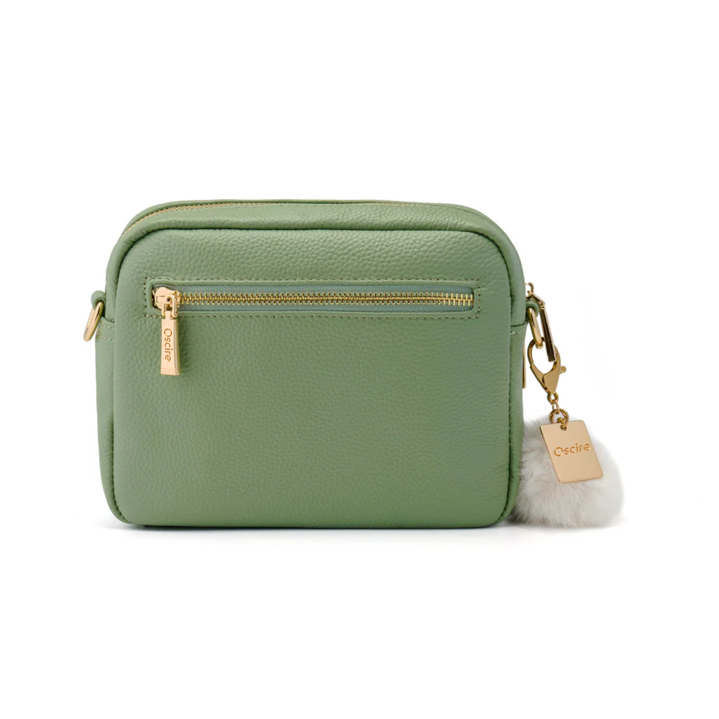 Luma | Compacte lederen crossbodytas -  Olijfmist