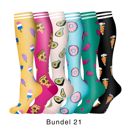 Colorify | Kleurrijke compressiekous (6 paar)