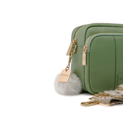 Luma | Compacte lederen crossbodytas -  Olijfmist