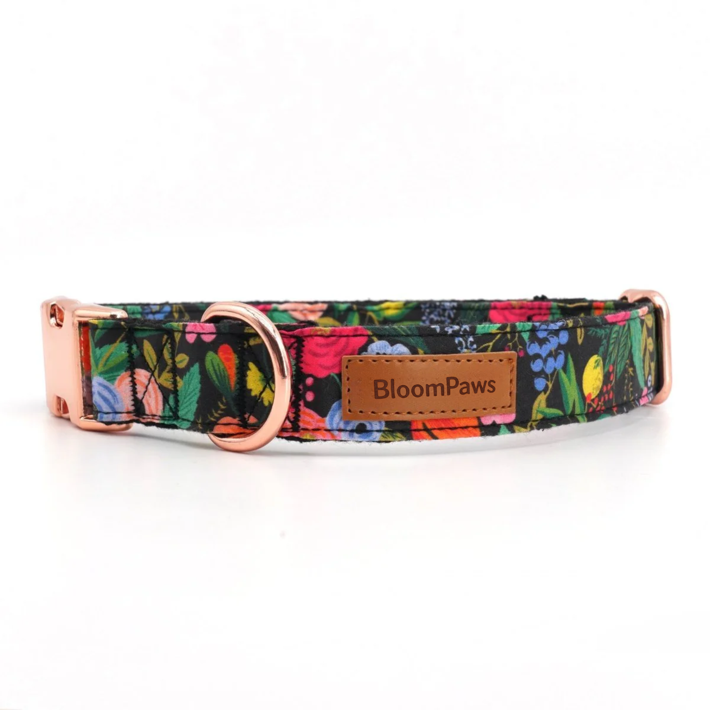 BloomPaws | Verstelbare Hondenhalsband - Middernacht bloemen