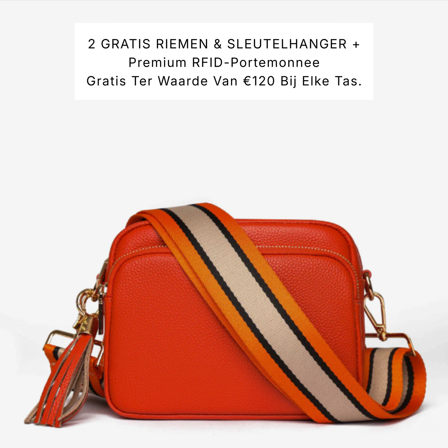 Luma | Compacte lederen crossbodytas -  Koraal zonsondergang