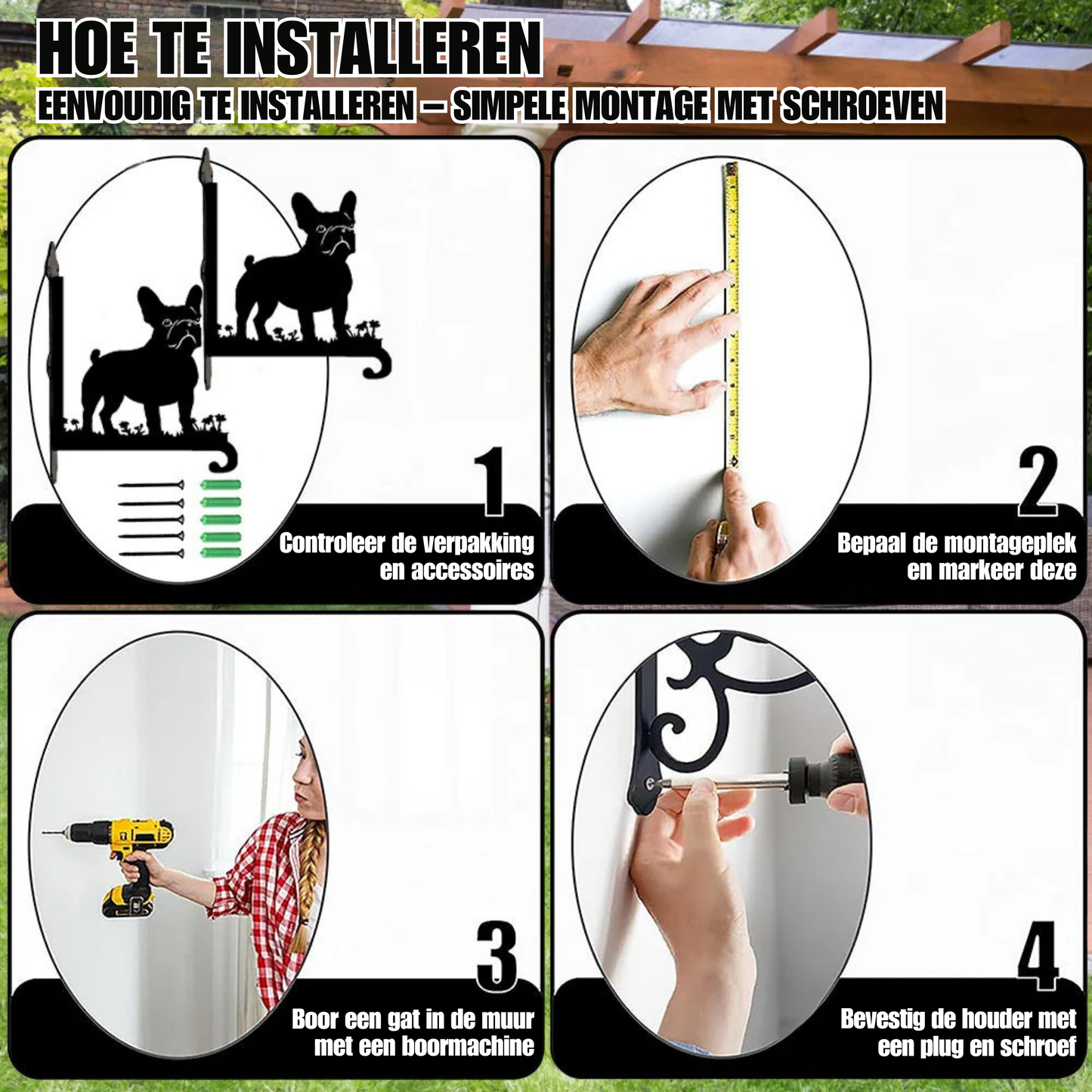 Metalen hangbeugel - Franse bulldog