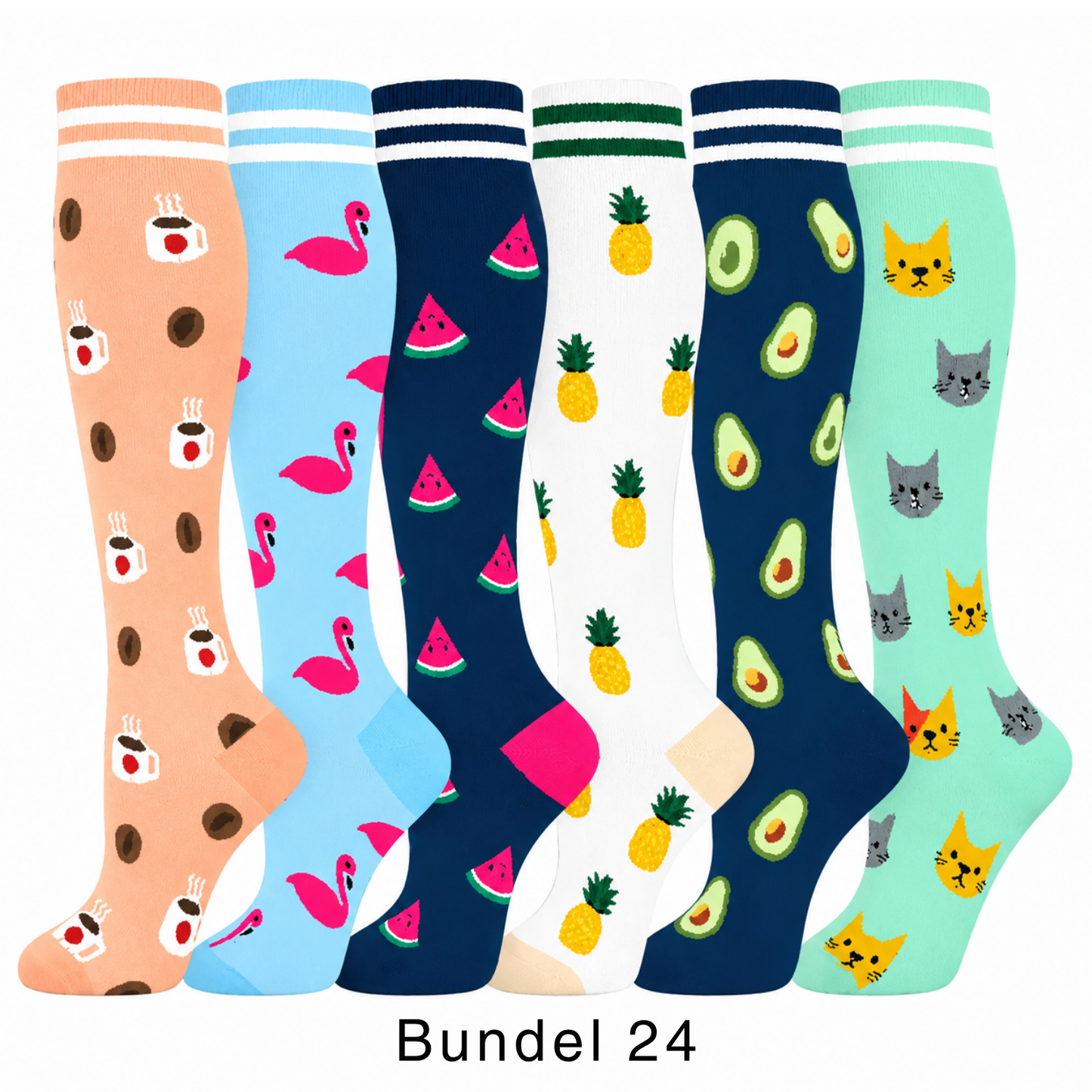 Colorify | Kleurrijke compressiekous (6 paar)