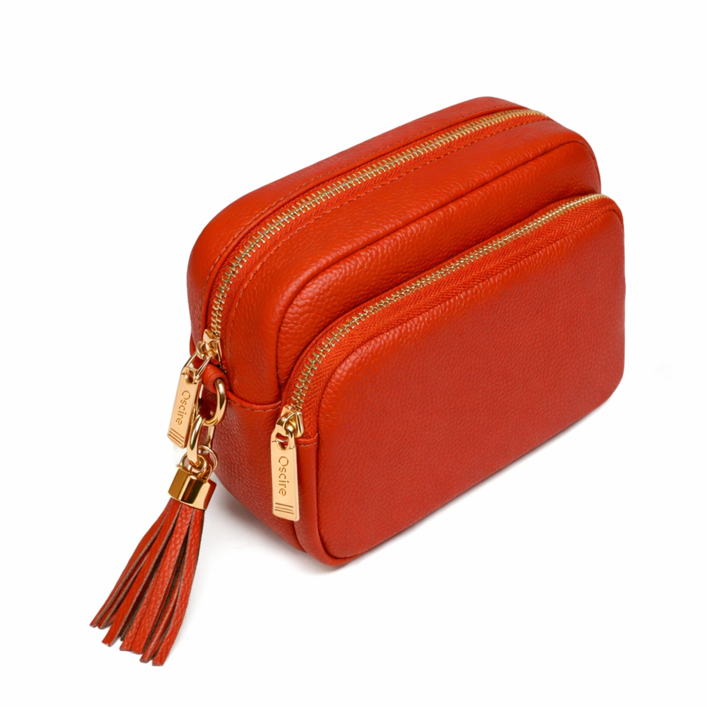 Luma | Compacte lederen crossbodytas -  Koraal zonsondergang