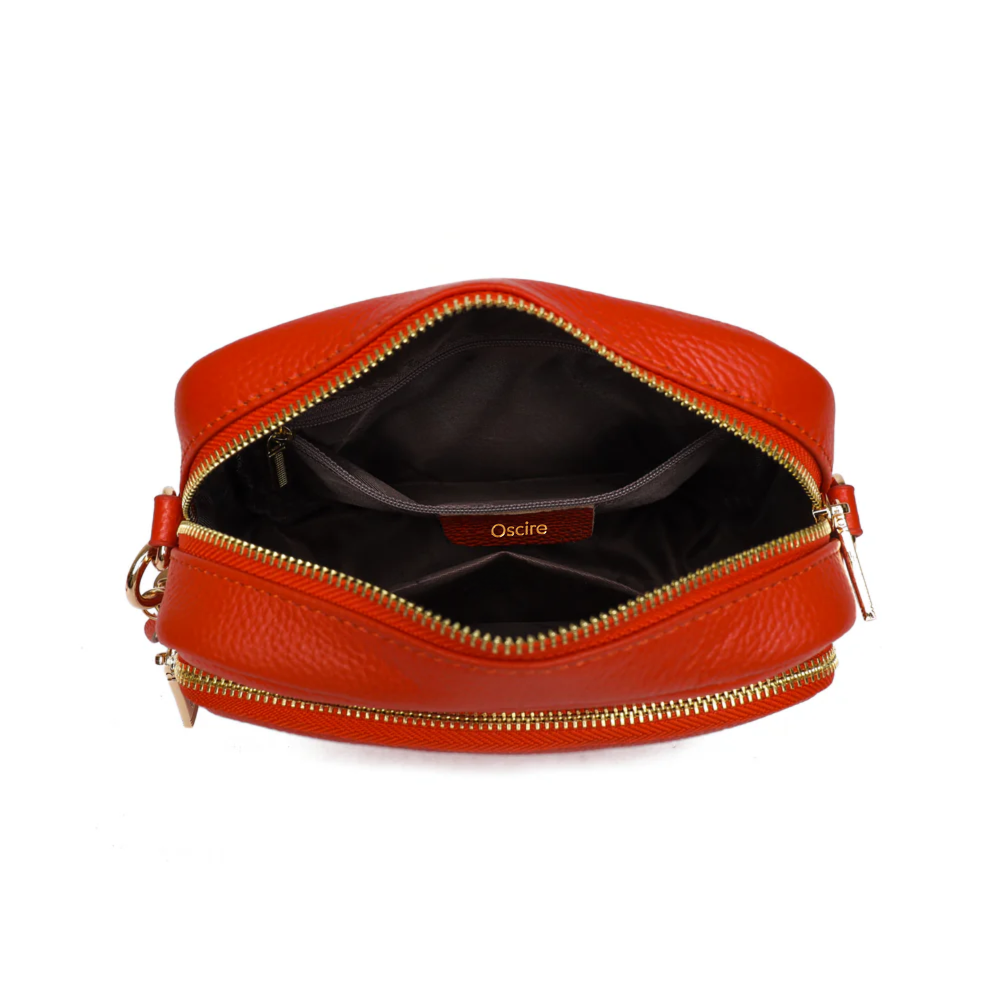 Luma | Compacte lederen crossbodytas -  Koraal zonsondergang