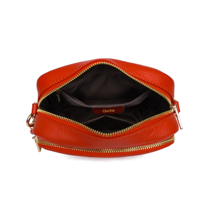Luma | Compacte lederen crossbodytas -  Koraal zonsondergang