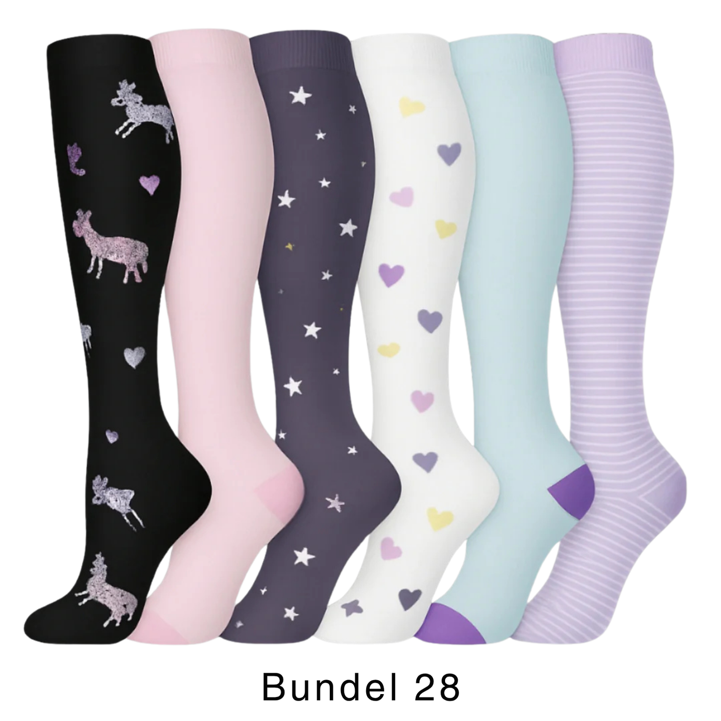 Colorify | Kleurrijke compressiekous (6 paar)