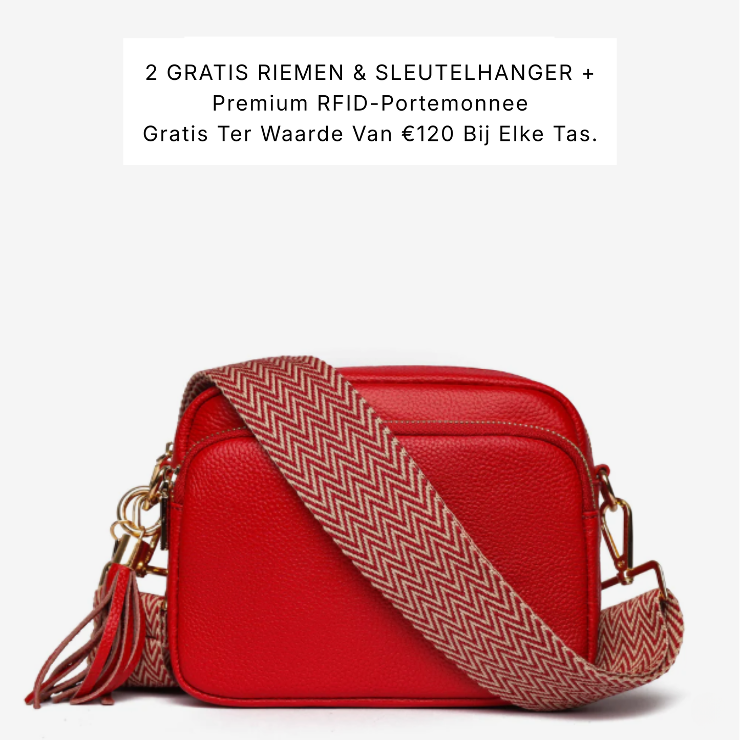 Luma | Compacte lederen crossbodytas -  Frambozen Rouge