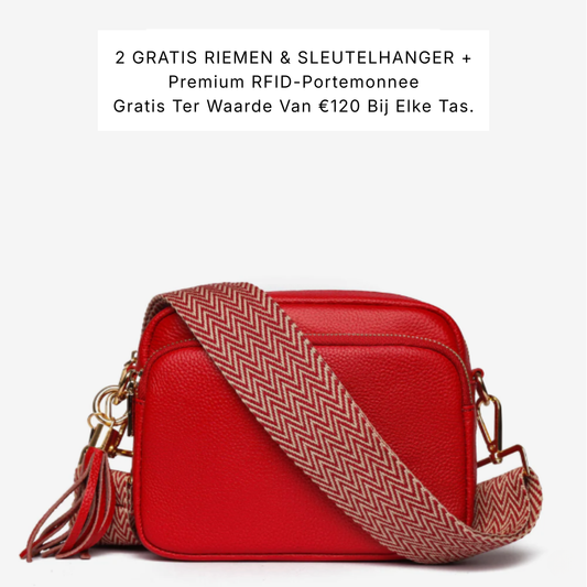 Luma | Compacte lederen crossbodytas -  Frambozen Rouge