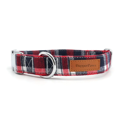DapperPaws | Hondenhalsband met vlinderdas - Rode Schotse Ruit