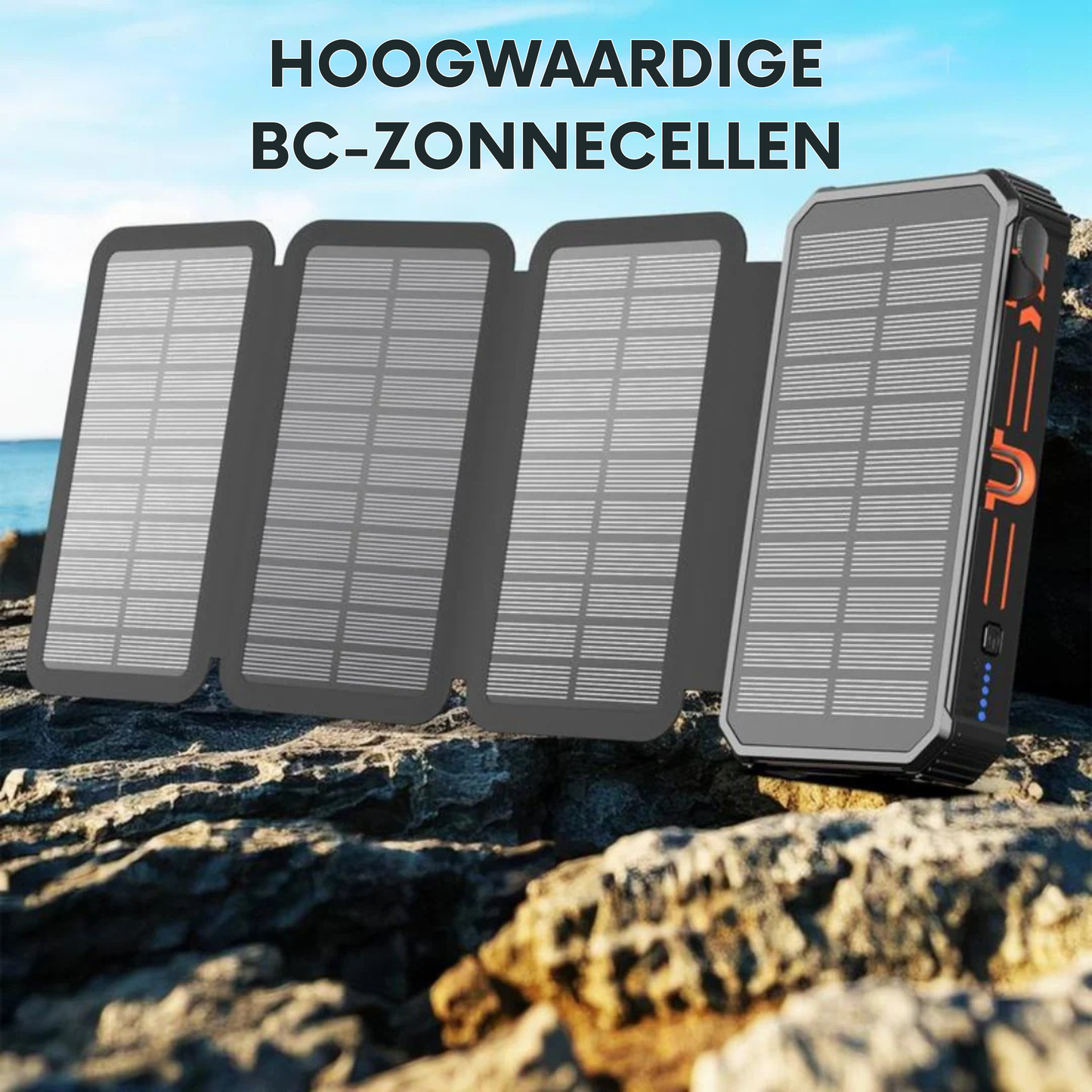 VoltRidge 48.000 mAh Solar Powerbank | Krachtige Noodenergie voor Outdoor en Overleving
