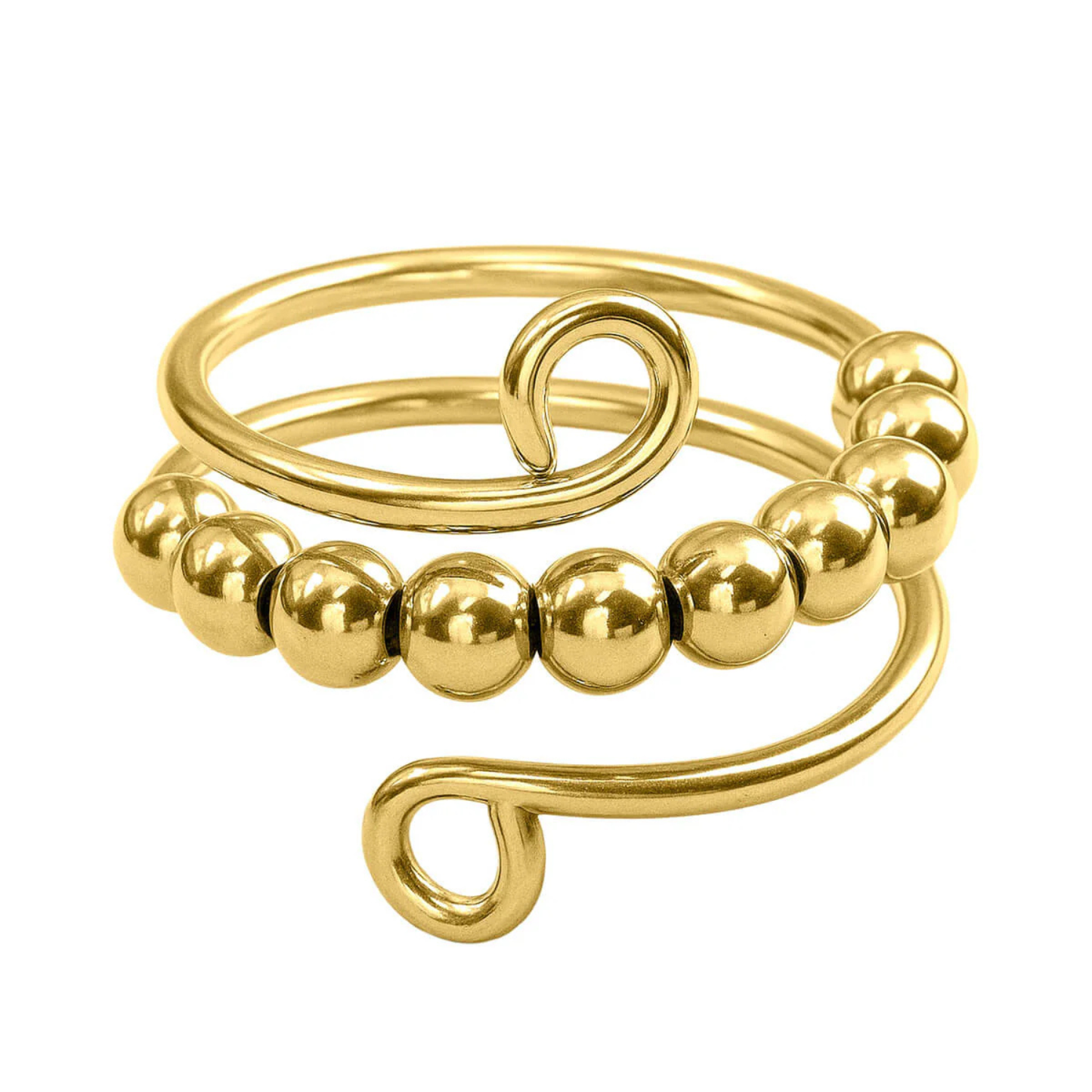 Draaiende kralen anti-stress ring 4-delige gouden set (316L staal)