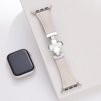 Leren Apple Watch-bandje met Geluksbloem