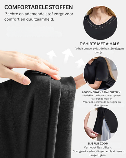 Dames T-Shirts Met V-Hals En Basic Mouw In Plus Size