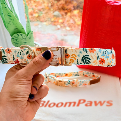 BloomPaws | Verstelbare Hondenhalsband - Gele bloemen