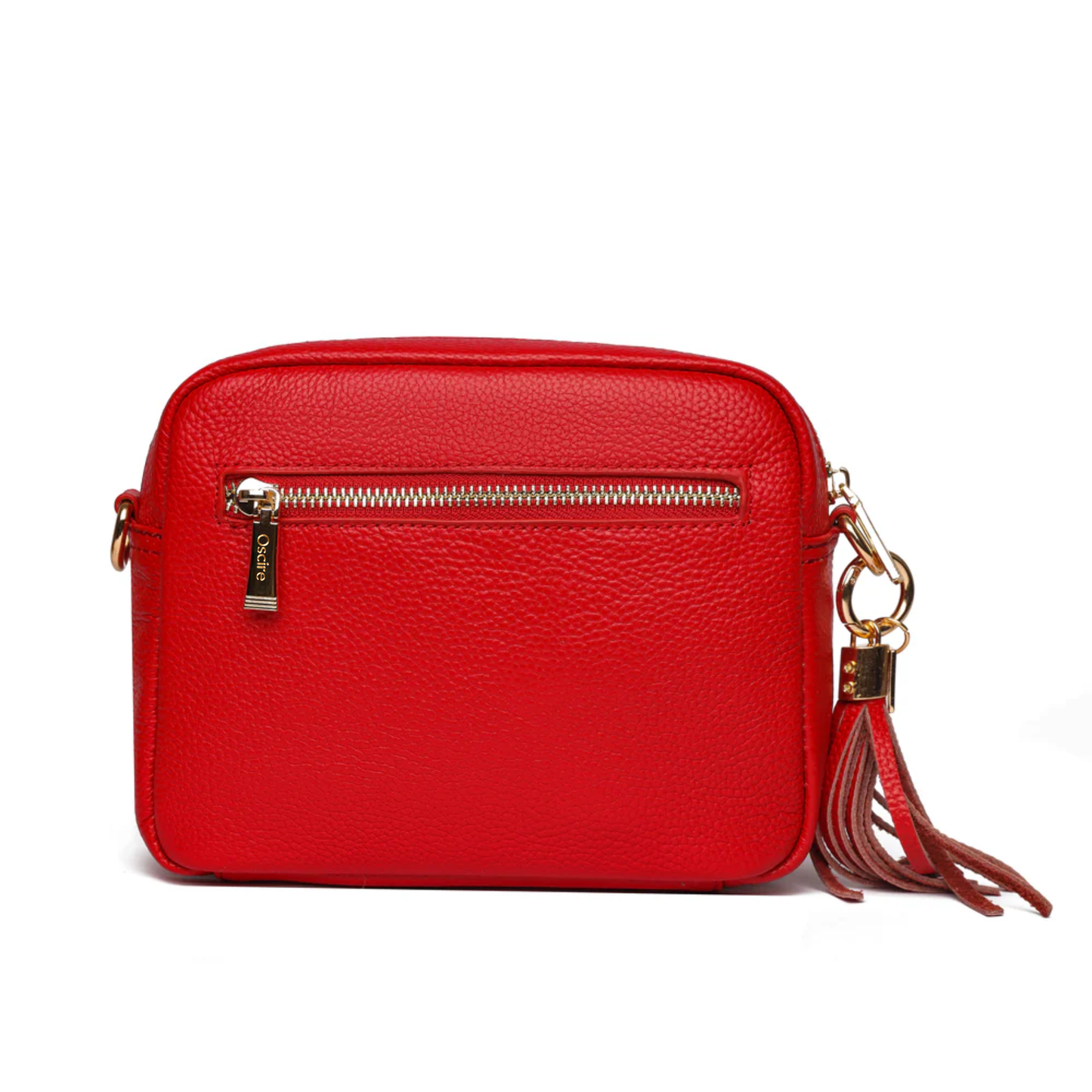 Luma | Compacte lederen crossbodytas -  Frambozen Rouge