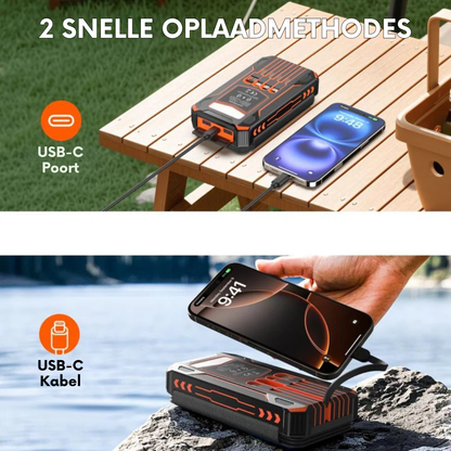 VoltRidge 48.000 mAh Solar Powerbank | Krachtige Noodenergie voor Outdoor en Overleving