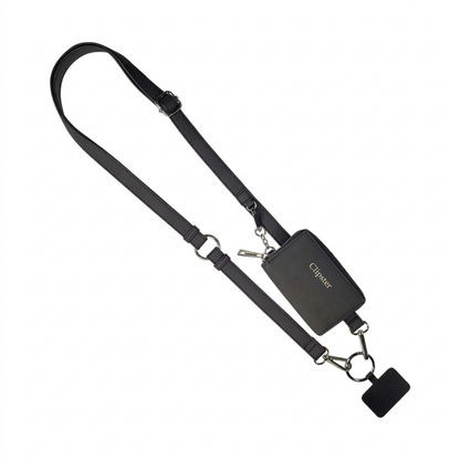 Clip & Go-riem met etui van geborsteld vegan leer