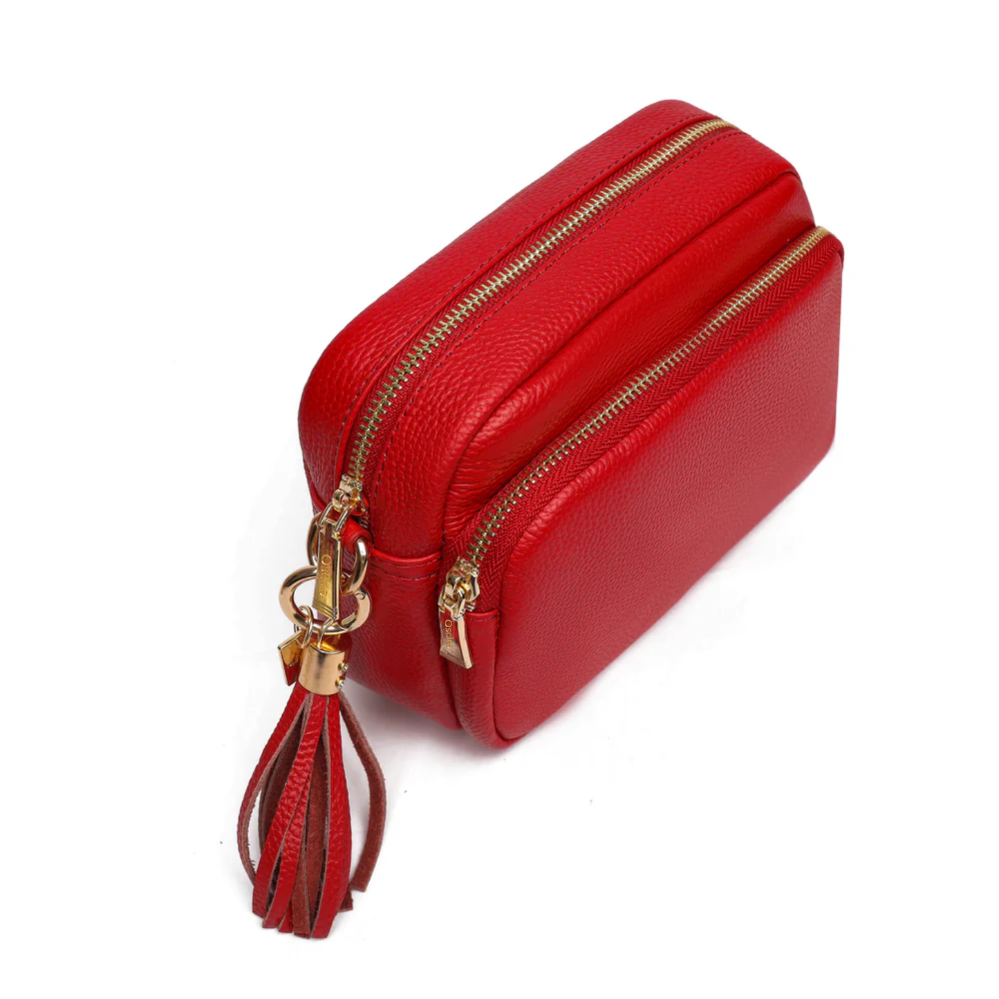 Luma | Compacte lederen crossbodytas -  Frambozen Rouge