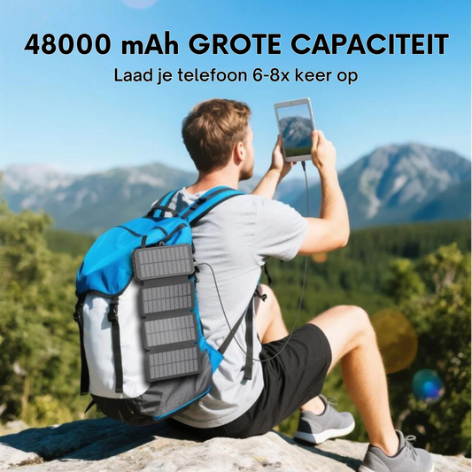 VoltRidge 48.000 mAh Solar Powerbank | Krachtige Noodenergie voor Outdoor en Overleving