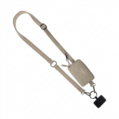 Clip & Go-riem met etui van geborsteld vegan leer