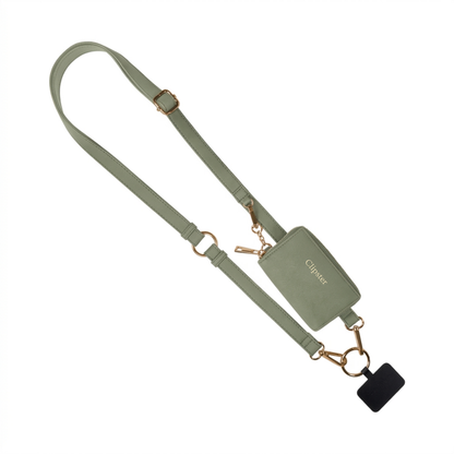 Clip & Go-riem met etui van geborsteld vegan leer
