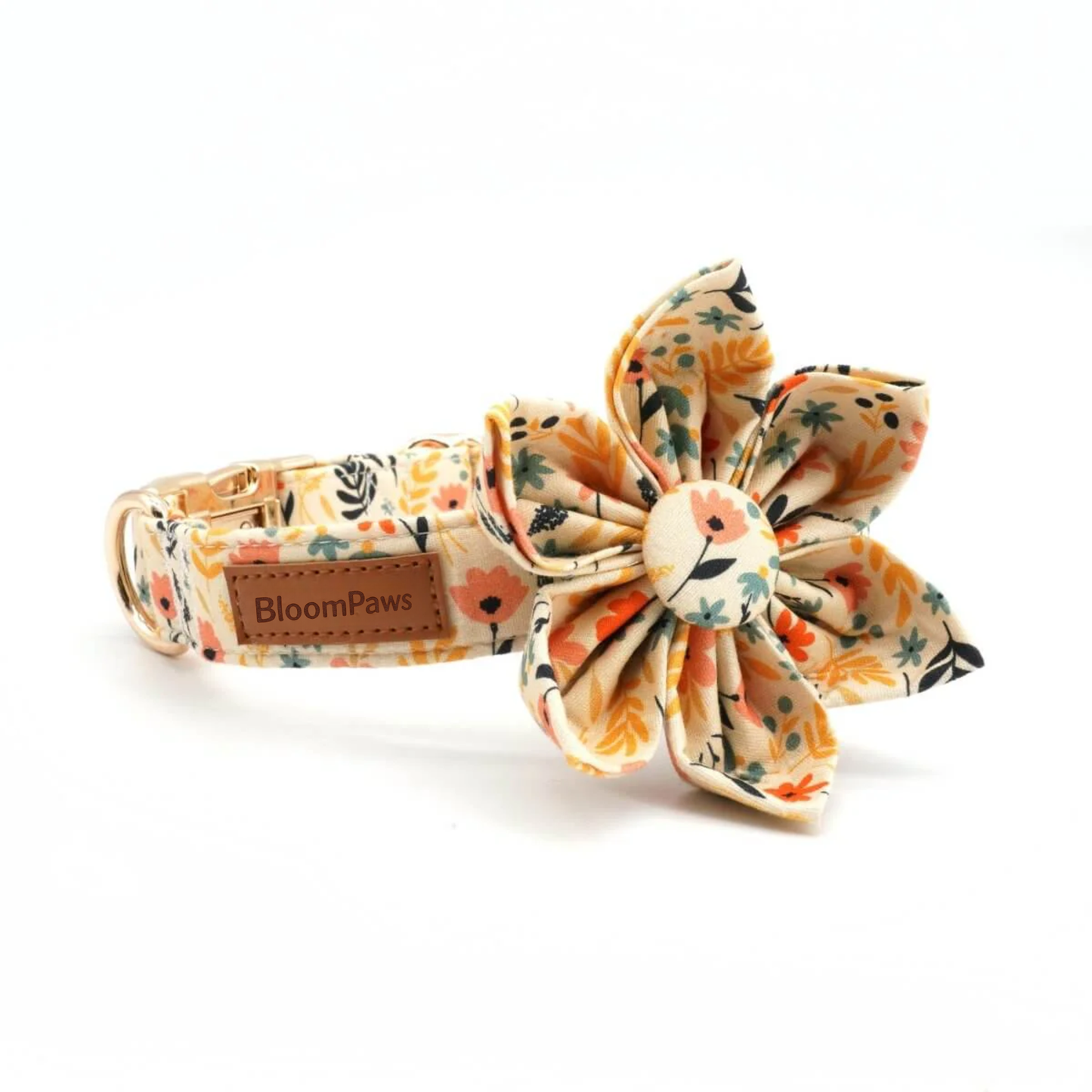 BloomPaws | Verstelbare Hondenhalsband - Gele bloemen