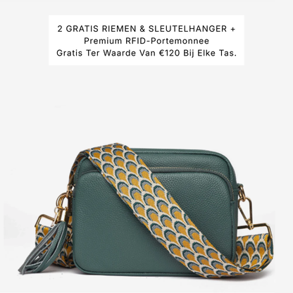 Luma | Compacte lederen crossbodytas - Steengroen
