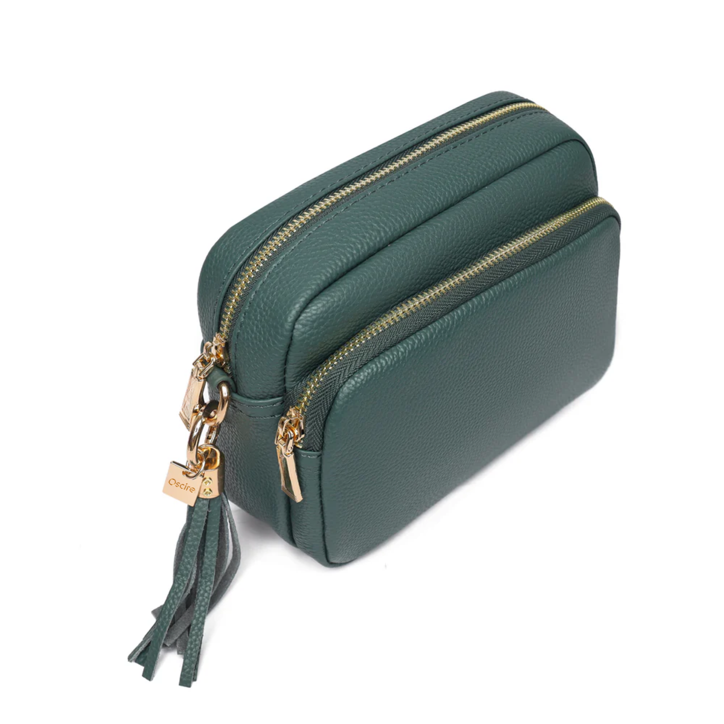 Luma | Compacte lederen crossbodytas - Steengroen