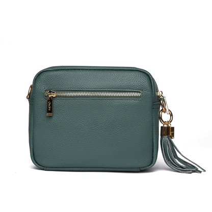 Luma | Compacte lederen crossbodytas - Steengroen