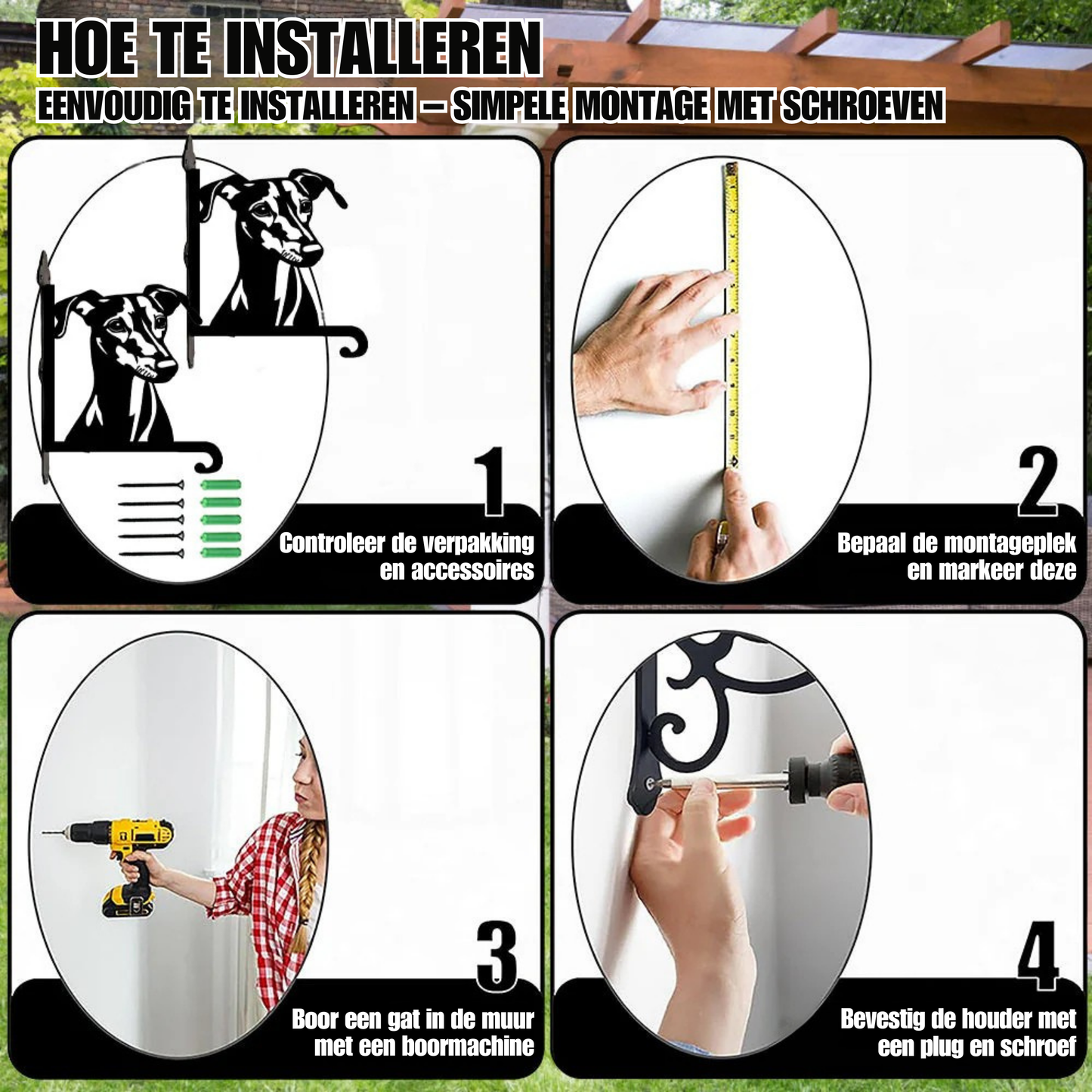 Metalen hangbeugel – Greyhound hondenkop