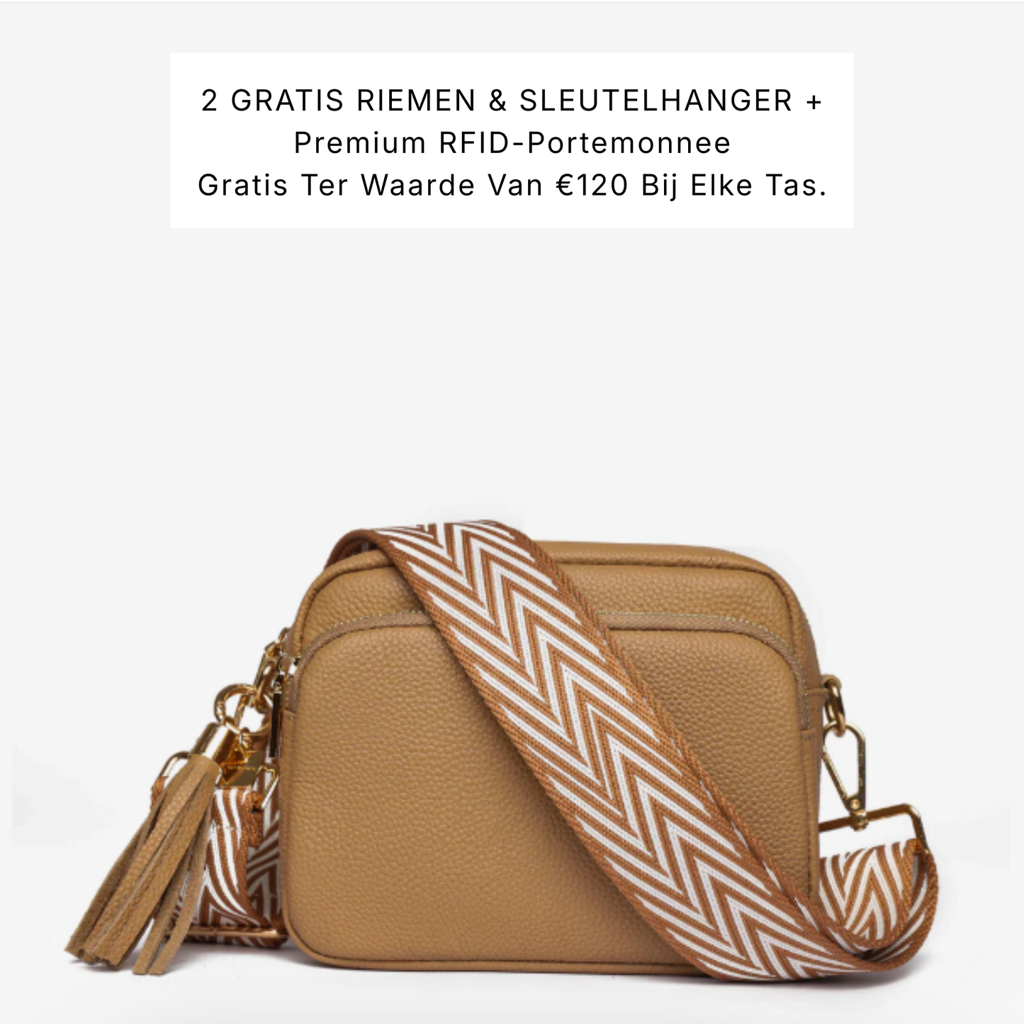 Luma | Compacte lederen crossbodytas - Kamelenmist