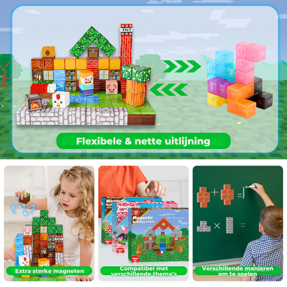 Graslandplezier - Magnetische Bouwtegels STEM Speelgoed | 2025 Dorpscollectie | 100–300 stuks | 2cm