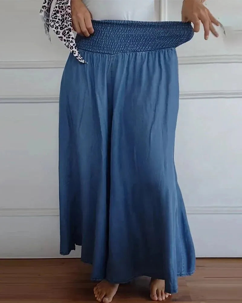 Elegante Wijde Broek met Hoge Taille en Comfort Fit