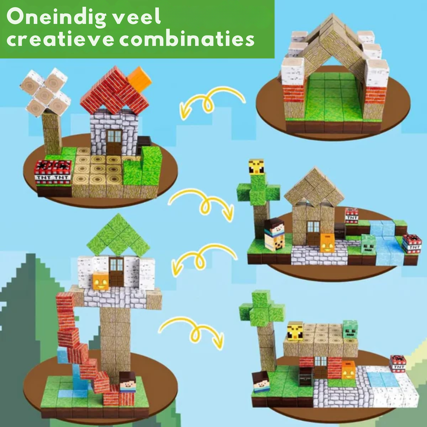 Pixel Blokken | Bouw-je-eigen-wereld Magneetset