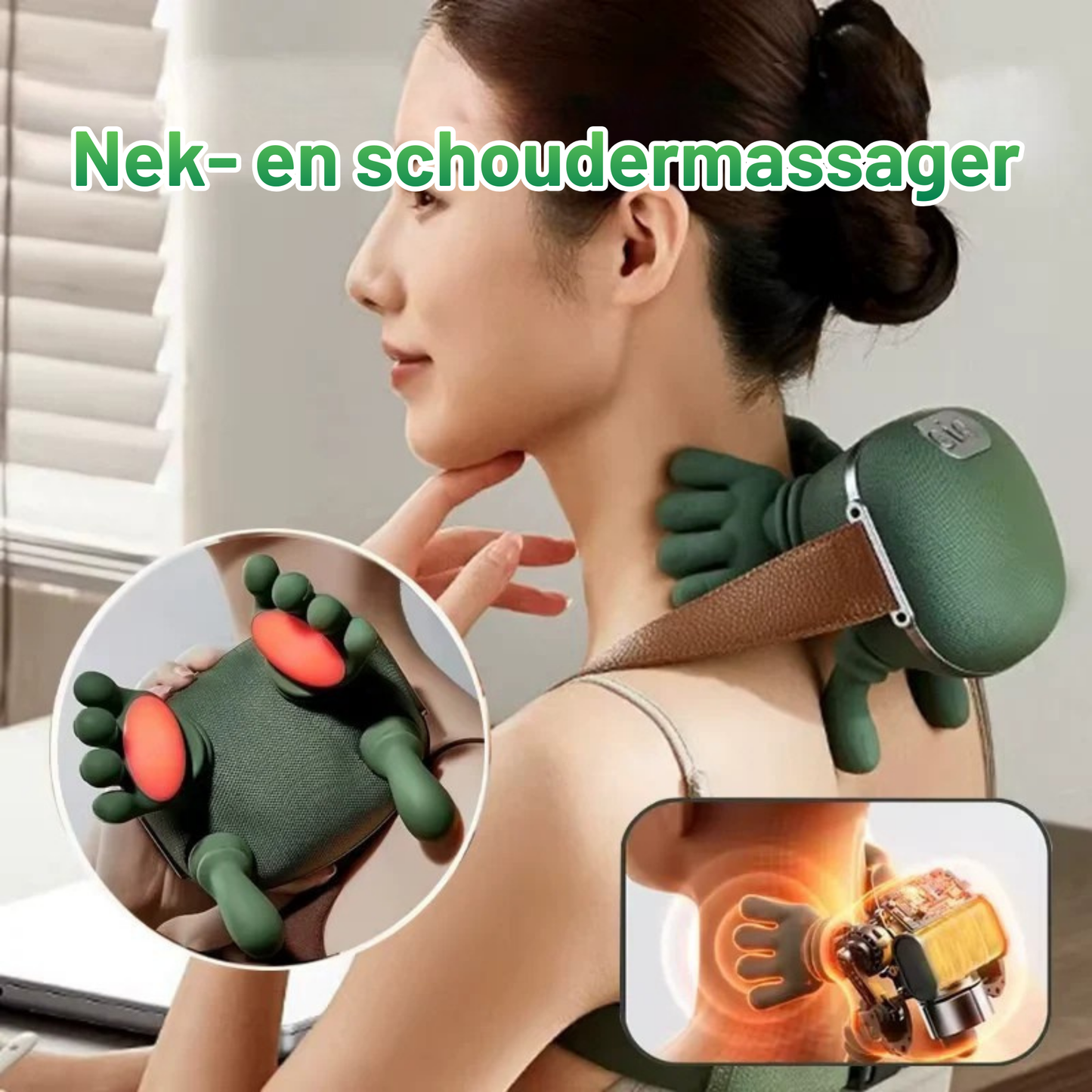 Pulse Mini Slimme Nek- en Schoudermassageapparaat met Warmtetherapie – Ideaal Cadeau voor Ontspanning