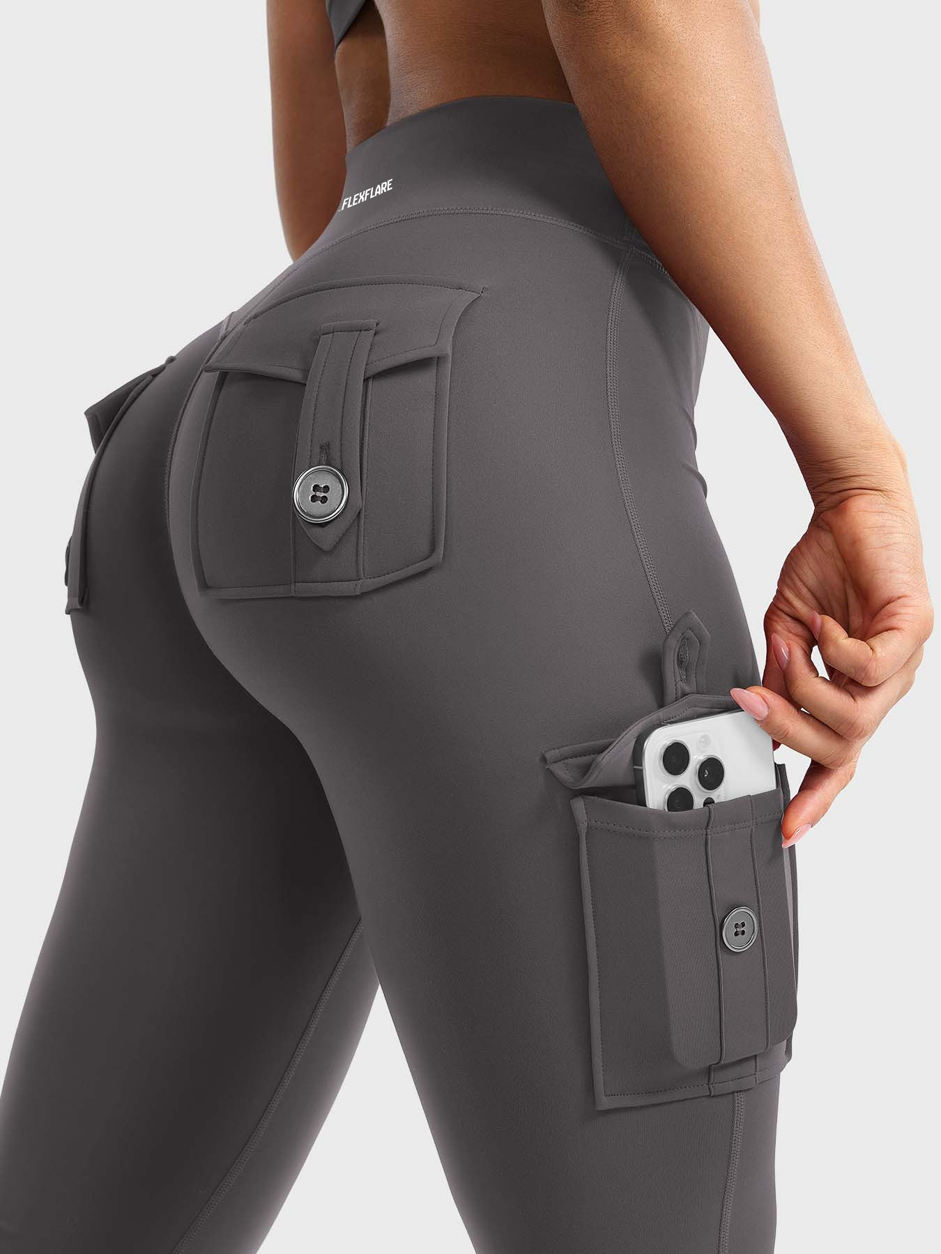 FlexFlare | Cargo Legging - Donkergrijs