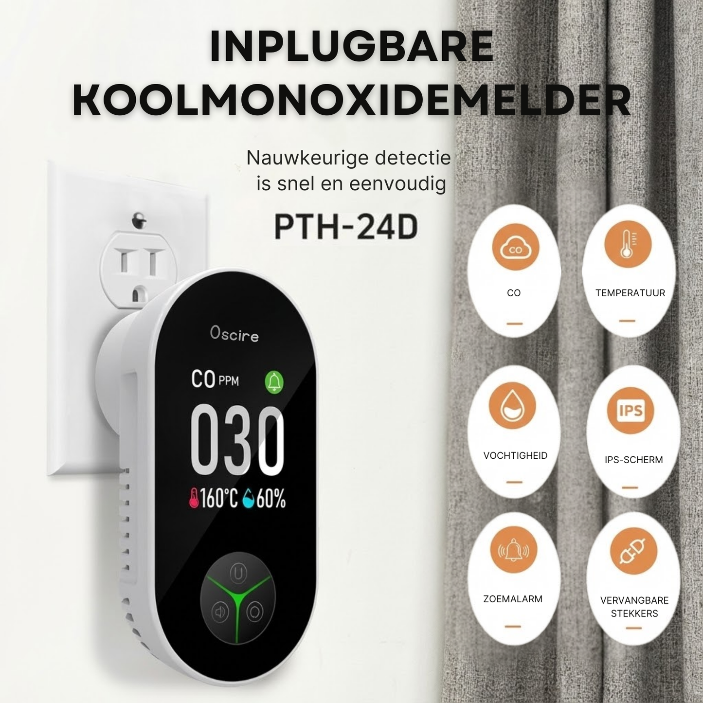 Draagbare koolmonoxidemelders & Plug-in aardgasmelder
