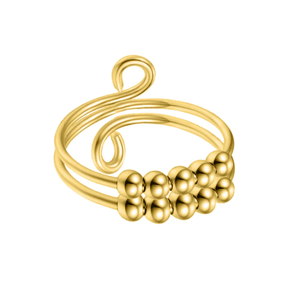 Draaiende kralen anti-stress ring 4-delige gouden set (316L staal)
