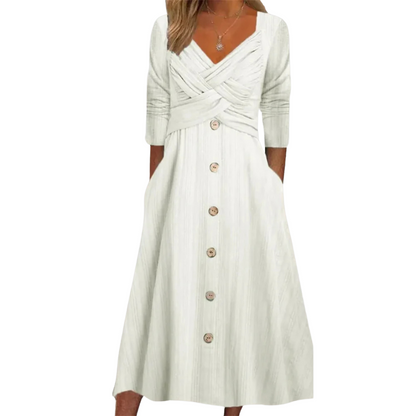 Ella Midi-Jurk – Een Stijlvolle Essential Met Verfijnde Details