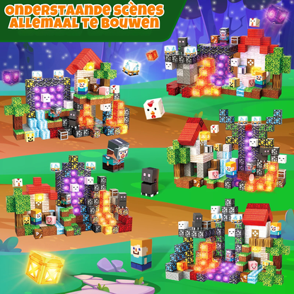 Portaal × Bos - Magnetische Bouwtegels STEM Speelgoed | 2025 Glow-collectie | 200 stuks | 2cm